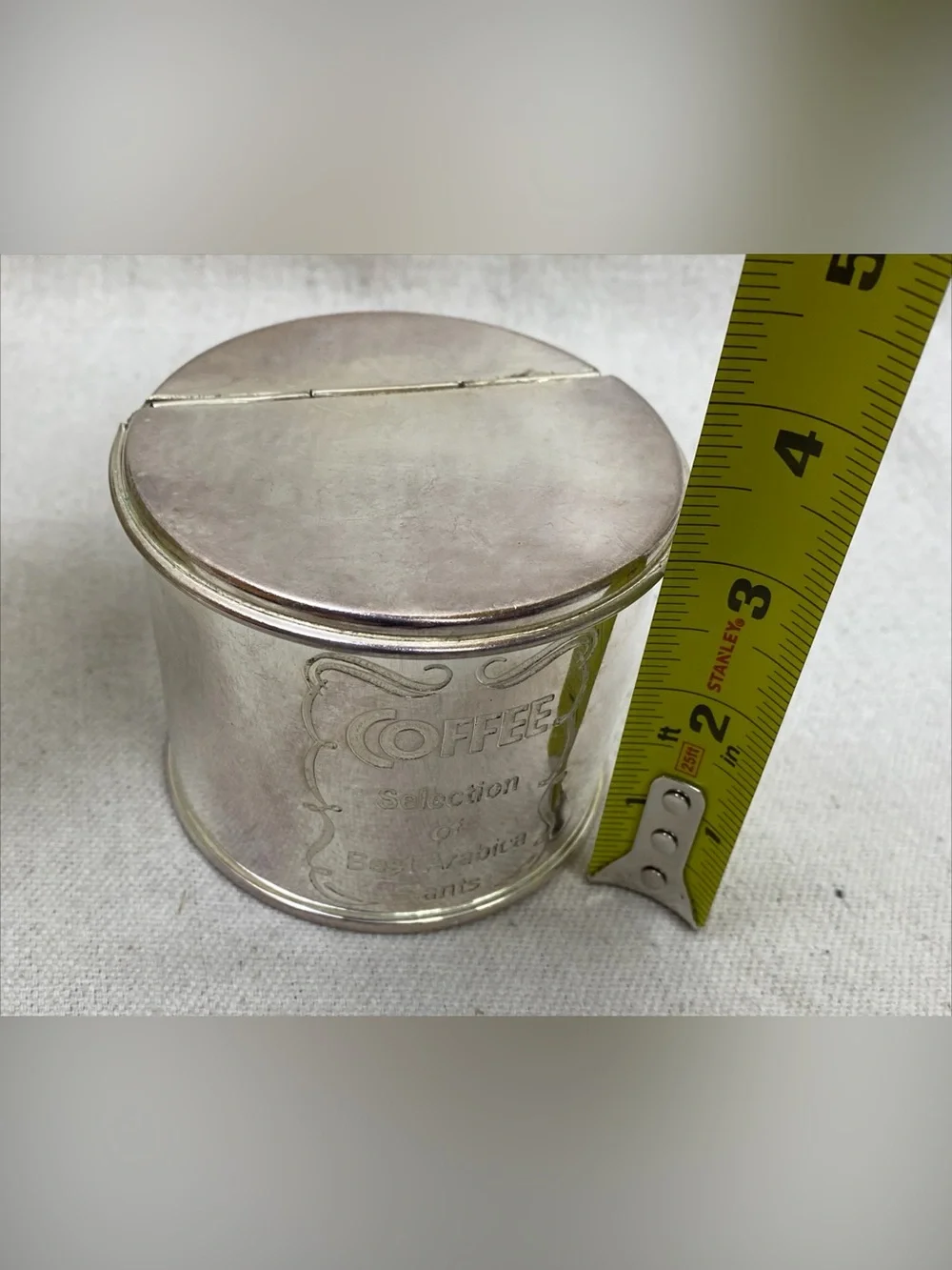 Silver plated Brass Coffee Canister w Spoon